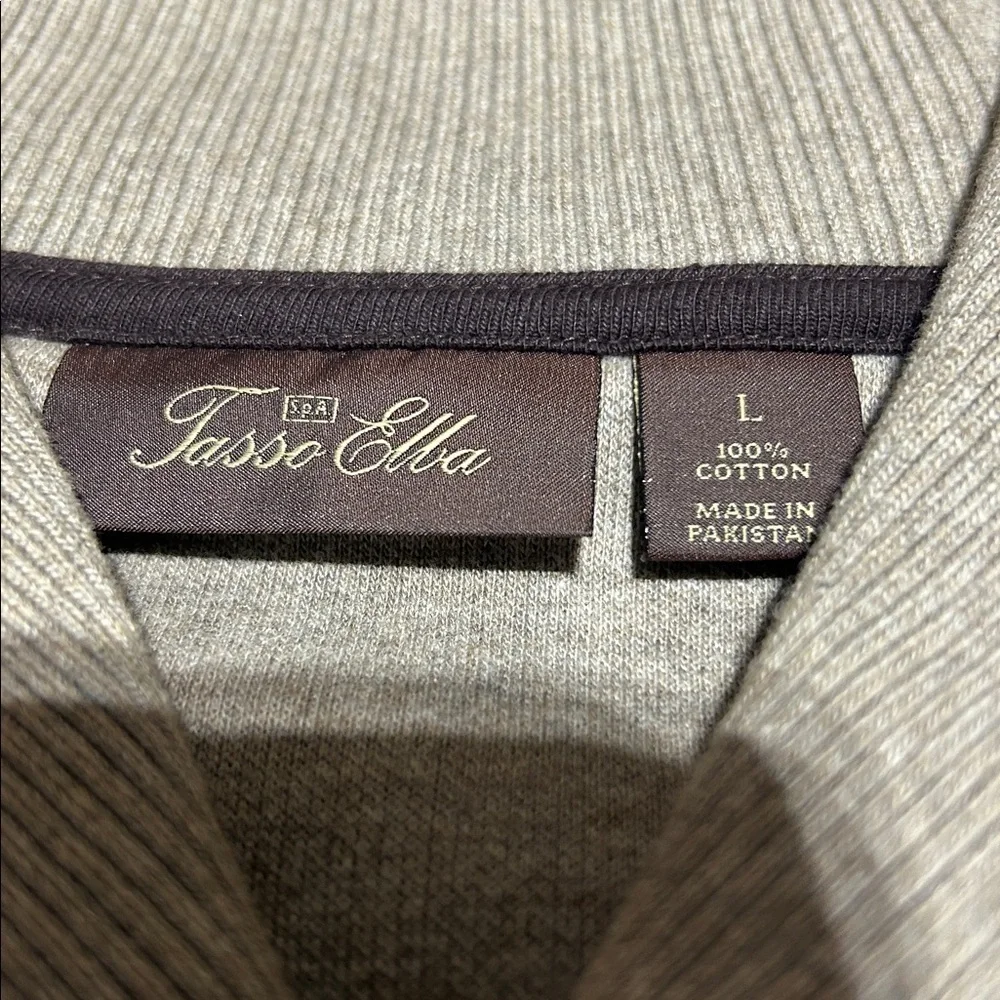 Tasso Elba Premium Collared Taupe Sweater